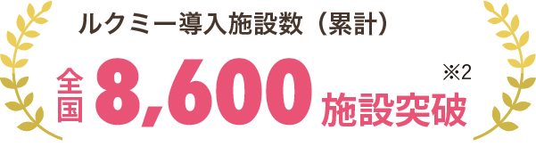 ルクミー導入施設数(累計)全国8,600施設突破