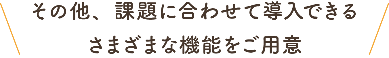 その他、課題に合わせて導入できるさまざまな機能をご用意